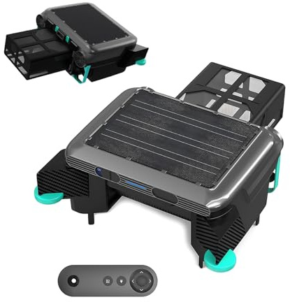 WCXTY Robot Piscina Solare-Skimmer Superficie con Navigazione Zigzag,Bacino 6L Rimovibile,Doppia Ricarica Solare DC,Telecomando,Auto Ritorno,Impermeabile IPX8 per Piscine Domestiche