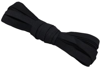 Cinturón de cordón de goma Bandas elásticas planas blancas y negras de 10 metros, banda goma elástica, cinta for prendas vestir, cuerda(Black,6mm)