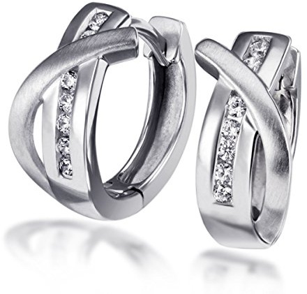 Goldmaid Damen-Creolen 925 Sterlingsilber mit 14 weißen Zirkonia Ohrringe Schmuck