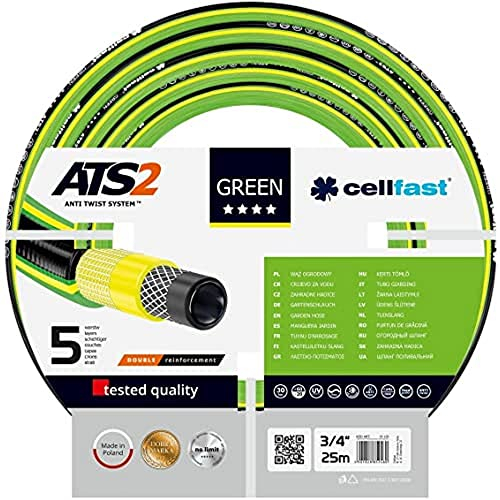 CELLFAST Tubo Acqua Giardino 5 Strati Filato Premium Resistente Ai Raggi UV Di Alta Qualità 3 4 Pollici 25 Metri Green