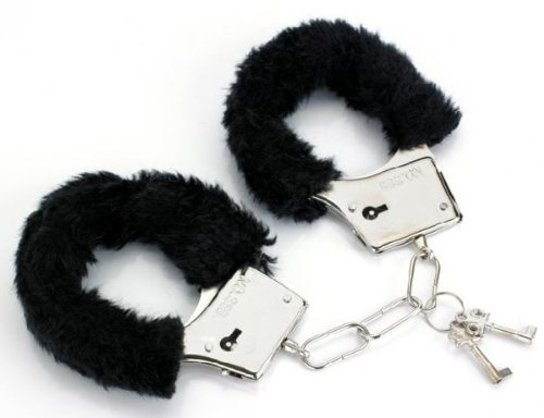 Furry Love Cuffs. Fury Handschellen mit Sicherheitsverschluss. Farbe kann variieren rot / schwarz