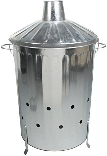 CrazyGadget Large Metal Galvanised Steel Composter/Incinerator - Silver 90L Capacity