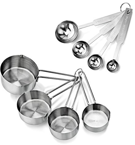 New Star Foodservice 42917 Stainless Steel 8-Piece Measuring Cups and Spoons Combo Set