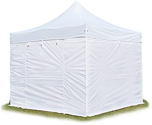 TOOLPORT 3x3 m Faltpavillon, Professional Alu 40mm, schwer entflammbar, Seitenteile ohne Fenster, weiß