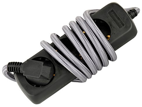 UNITEC TSD 3fach 1,4m Textilkabel grau/schwarz