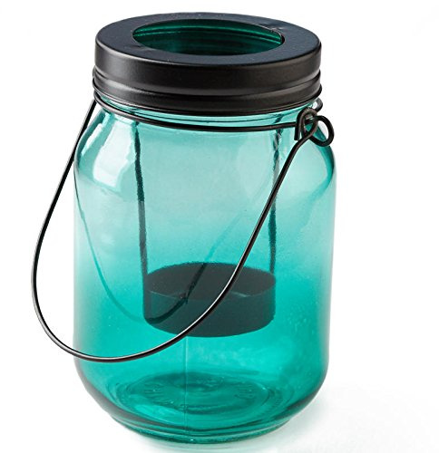 Turquoise Glass Small Mouth Mason Jar Tea Light Holders | 2 Jars