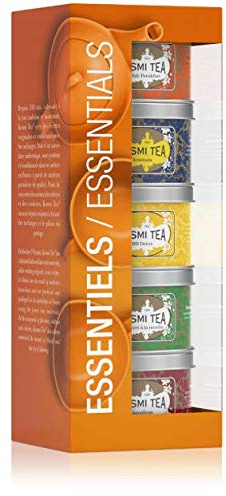 Kusmi Tea - Coffret Les Essentiels - Thés Verts, Thés Noirs et Infusion - Mélanges Conditionnés en France - Boîtes à Thé en Métal 5x25g