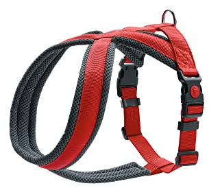 HUNTER Hundegeschirr London Comfort, atmungsaktives 3D-Mesh, 2-Fach verstellbar, Sicherheitsverschluss, reißfest, leicht & pflegeleicht, Farbe: Rot, Größe: M