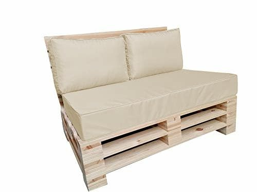 chilly pilley Palettenkissen Wasserdicht Keder Naht Palettenauflage Wasserfest Gartenkissen Wasserabweisend Palettenpolster Abnehmbar mit Reißverschluss Sofaskissen (3er Set, Creme)