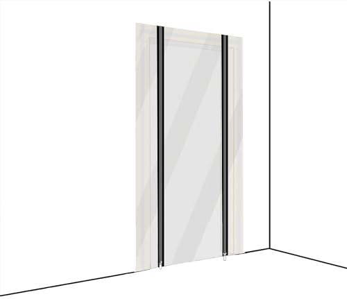 Pangolino Lámina protectora antipolvo para puerta con cremallera, lámina de polietileno, 1,20 x 2,20 m, incluye cinta adhesiva de doble cara, variante con cinta de velcro