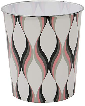 JVL Small Spiral Waste Paper Bin,24.5cm x 26.5cm Approx, Light Pink/Grey, One Size