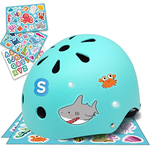 Simply Kids Fahrradhelm Kinder mit DIY-Aufklebern I Skaterhelm Kinder für Skateboard Fahrrad Roller I Fahrradhelm Kinder Jungen 52-58 46-52 I Kinderhelm 2 Jahre Mädchen Baby