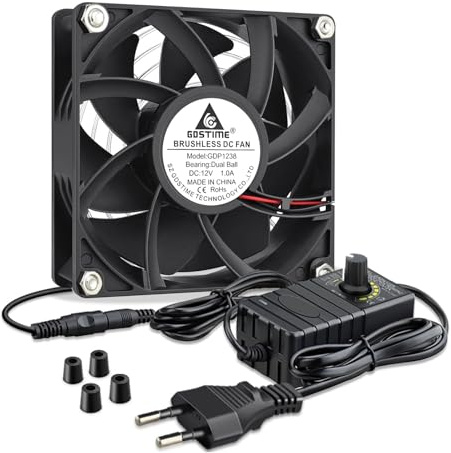 GDSTIME Lüfter 230V 120mm Fan 220v Regelbar 120X120x38mm Doppelkugellager | 120mm lüfter 230v lüfter 120x120x38 DC 4v 12V Einstellbare Geschwindigkeit für PC Schrank Server Growzelt Laser cutter