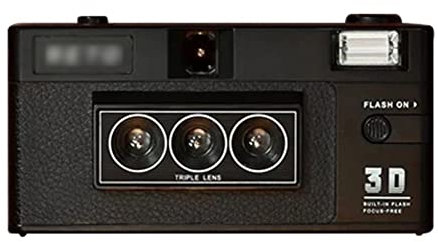 ZXNQ 3D tridimensionnel Classic Appareil Photo, 35mm Flash Appareil Photo argentique,Noir