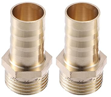 A ABSOPRO Conector De Manguera De Latón 16Mm 1/2 Bsp Macho 2Uds | Estado Nuevo, Tono Dorado, 23X40Mm, Rosca Macho, Para Motocicletas, Coches Y Camiones