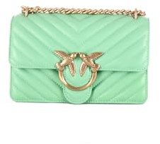 Pinko Love One Mini Dc Sheep Nappa Chevron, Borsa Donna, T36q_verde Menta-antique Gold, Taglia unica