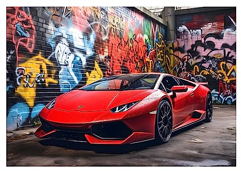 Papier Peint Intissé Chambre Enfant Garcon Voiture Gamer Graffiti - Colle Incluse - Papier Peint Panoramique Pour Chambre de Bébé Prêt à Poser - Photo Non Tissé Muraux Trompe l'oeil (208x146 cm)