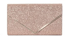 CORIOS Damen Clutch Glänzende Pailletten Abendtaschen Envelope Handtasche Hochzeit Brautbörse Schultertasche mit Abnehmbarer Kette Elegante Umhängetasche Champagner