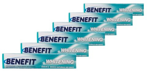 Benefit Dentifricio Whitening Prevenzione e Freschezza Quotidiana Esalta il Bianco Naturale dei Denti 75ml Confezione da 6 Pezzi