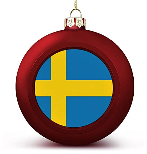 Rote Schweden-Weihnachtskugel-Ornamente, Schweden-Flaggen-Ball-Ornament, Nationalflagge, Weihnachtsschmuck für Weihnachtsbaum, Neujahr, saisonale Feiertagsdekoration, Weihnachtsgeschenke für Freunde