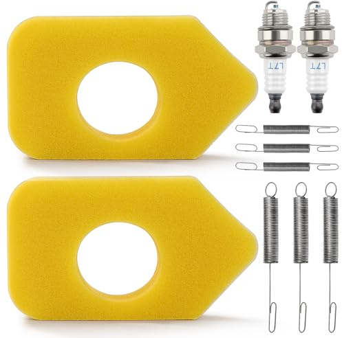 VooGenzek 10 Stücke Rasenmäher-Ersatzteile, L7T Zündkerzen, Reglerfedern 692211 691859, 698369 Schaumstoff Luftfilter, Kompatibel mit Briggs & Stratton 4216 5088 5099 Ersetzen MTD 490-200-0011