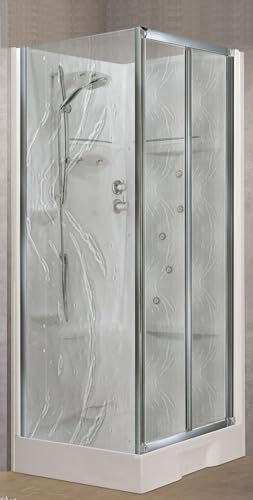 Novellini New Holiday SF Idromassaggio 100x80 cm Cabina Doccia Multifunzione Apertura 2 Ante Soffietto Pannelli Reversibili Miscelatore Meccanico Vetro Aqua Profilo Silver Doccetta Seduta Alto 206 cm