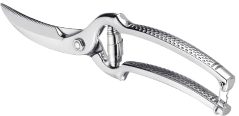 Thiru Premium Tijeras para aves - Tijeras de cocina para profesionales - Mecanismo de resorte fácil de usar para diestros y zurdos - Tijeras para carne con cierre de seguridad y funda
