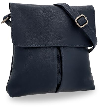 Gusti Handtasche Blau Leder - Veha Schultertasche Umhängetasche Damen