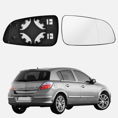 URAQT Spiegelglas für Opel Corsa Rechts Beheizbar, Außenspiegel Konvex Klar Beheizt Fahrerseite Beheizbar Asphärisch mit Trägerplatte Türspiegelglas Außenspiegel (13141984 6428785 6428786)