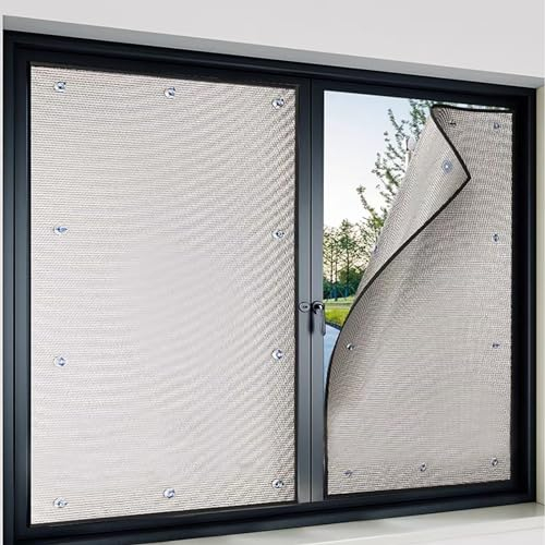 kufu01 Wärmeisolierung Sonnenschutzfolie Fensterfolie,Blickdicht Sichtschutzfolie Fenster Wärmeschutzfolie für Wohnzimmer, Büro, Badezimmer,Reflektierende Isolierungsfolie (90x110cm/35 x43)