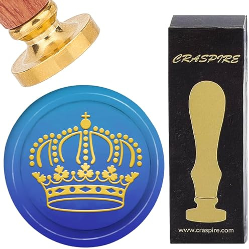 craspire Kronenwachs-Siegelstempel, 25 mm, Siegelwachsstempel, Retro, Abnehmbarer Messingkopf Mit Palisandergriff, Für Hochzeit, Geburtstag, Umschläge, Einladungen, Dekoration, Geschenkverpackung