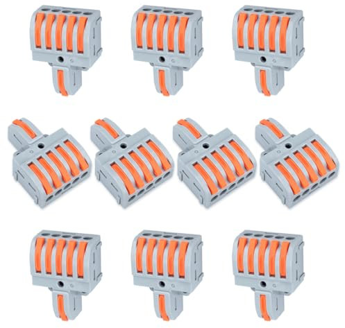Innfeeltech 10 connexions ternimal, pince de connexion 1 - in 5 - out, avec levier, connecteur de câble, avec pince de conducteur 0,2-4 mm², pour projets de bricolage