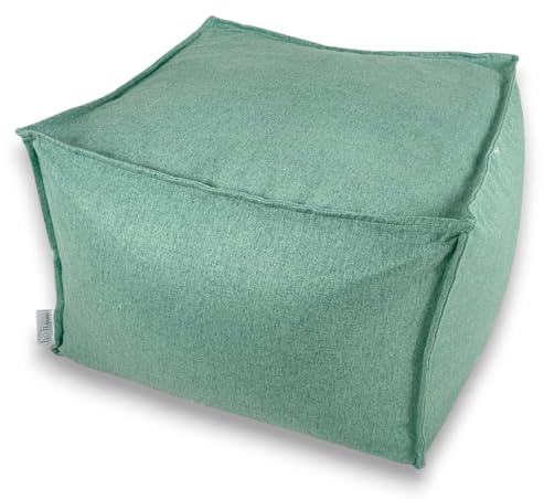 ho.li design Pouf, Sitzkissen, Hocker, Ottomane Leinen-Optik grün quadratisch 60x60x40