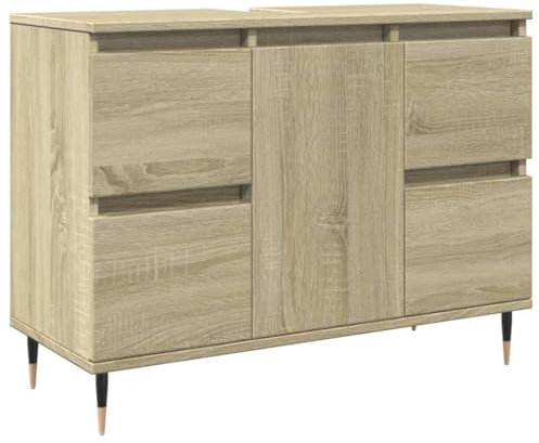 vidaXL Badrumsskåp sonoma-ek 80x33x60 cm konstruerat trä, badrumsförvaringsskåp, badskåp, tvättrumsskåp, toalettförvaringsskåp, badrumsskåp