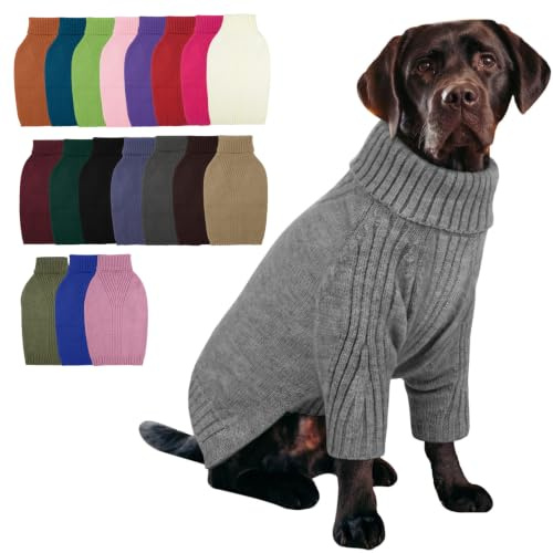 IECOii Hundepullover Weihnachten Sweater für Hunde,Hundepullover für Mittelgroße große Hunde,Warm Rollkragen Hunde Pullover,Winter Hundebekleidung for Französische Bulldogge,Labrador Hundepulli