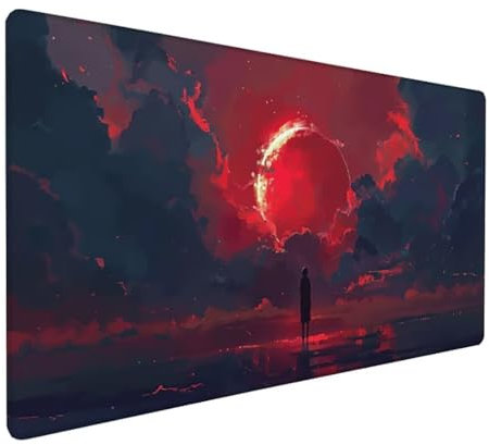 Black Gaming Mouse Pad 700 x 400 x 3 mm, Extended Large Mouse Mat Cartoon Desk Mat With Stitched Edges, Waterproof Mousepad, Non-Slip Rubber Base Desk Pad for Home Office Accessories Gifts Z-626