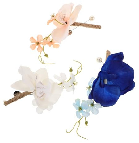 DEARMAMY Elegante Orchideenbrosche Aus Seide für Den Bräutigam und Die Trauzeugen Hochzeit und Abschlussball Modische Ansteckblume