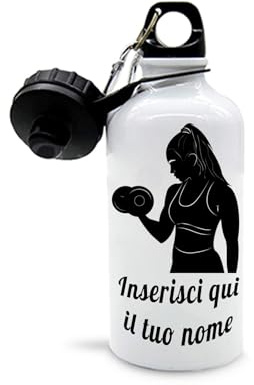 Mr. Gadgets Personalisierbare Trinkflasche mit Namen verschiedene Modelle - Sport - Erwachsene 500 ml (Body Building Frau)