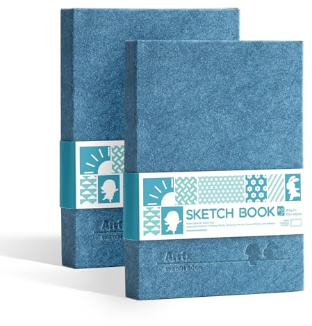Arrtx Skizzenbuch, A6, 2 Packungen 120 Blatt/240 Seiten, 180 g/m²/40,8 kg, Hardcover-Skizzenbuch, langlebiges säurefreies Zeichenpapier für Tinte, Stift, Graphit und Buntstift