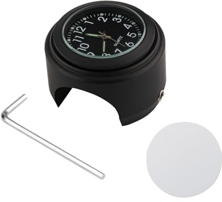 Universal-Motorrad-Lenkermesser, Fahrraduhr, wasserdicht, Ersatz für Motorräder, Fahrräder, 22 mm - 25,4 mm, 2,5 cm Lenker, schwarzes Gehäuse, schwarzes Zifferblatt