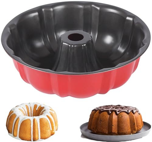 LANYOTA Ring Cake Tin, 24cm/26cm Tin Round Cake Pan Tray, Non-Stick Baking Moulding Tin, Carbon Steel,Fluted Ring Pan