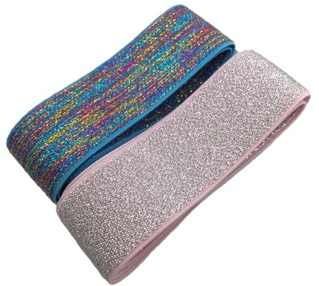 Glitzer Gummiband 40 mm weich elastisch | Glitzerband mit Lurex | Bundgummi für Röcke Hosen Kleidung DIY Nähen | 1 m Stücke, Meterware oder Farbsets (Set 1)