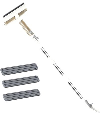 Fenteer Lave-vitre Raclette Grattoir Nettoyeur de Vitres Essuie-glace Double Face avec Manche Extensible et Pulvérisateur Adapté pour Fenêtres Hautes Portes E, 3 Cotons-tiges