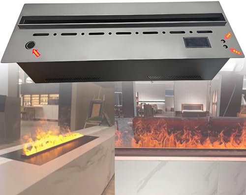 vnmudzeo Wasserdampfkamin Aus Edelstahl, Automatische WasserbefüLlung, Dekorativer Elektronischer Kamin Mit 3D-ZerstäUbungsflamme, 7 Farbeinstellungen,1800mm/70.9