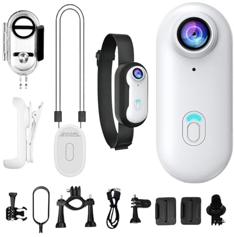 Telecamera indossabile | Action Camera personale | Dispositivo indossabile per vlogging, grandangolo a 170 gradi, impermeabile per sport, moto, ciclismo, palestra, escursionismo, viaggi all'aperto