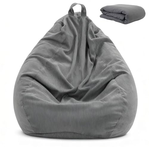 GBKDQQ Sitzsack für Kinder und Erwachsene, 100 x 120cm - XL Beanbag, (Keine Füllung) für Indoor & Outdoor Wohnzimmer Deko (Dunkelgrau)