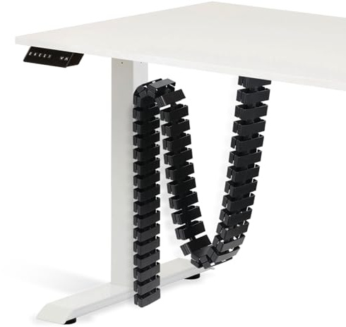 Kabelführung für Schreibtische, 130cm Kabelführung eckig mit Verstellbaren Magnetblöcken für Höhenverstellbarer Tisch, Kabel-Organizer unter dem Schreibtisch, Flexibel Kabelkette Kabelschlange(Schwarz