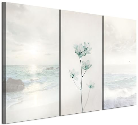 LUMASOUL Cuadros Decoracion Salon Modernos 3 Pieza - Decoración Pared Natura Motivo - Cuadros Decorativos con marcos de madera y telares Salón y dormitorio - 90x60 cm