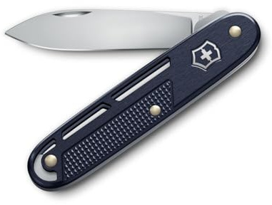 Victorinox Taschenmesser Onefold Alox, 2 Funktionen, Multitool, Große Klinge, Trageclip, Swiss Made, Rostfreier Stahl, Dunkelblau