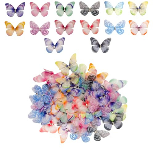 Schmetterlinge Deko 70 Stück, leichte 3d schmetterlinge aus feinem Chiffon für Wand, Fenster and Bastelarbeiten, vielseitige schmetterlinge zum basteln and schmetterlinge wanddeko für Innenräume